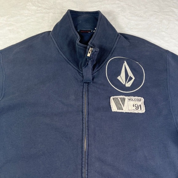 Vintage Volcom Full Zip Up Skater Grunge Y2K Men's XL Blue Sweater Mock Neck - Picture 2 of 13